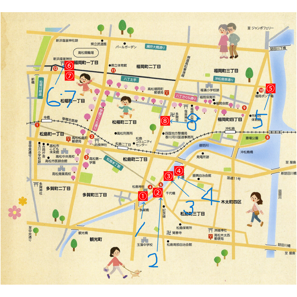 コラム歴史探訪第2回松島地区のお地蔵さんとお不動さんの地図
